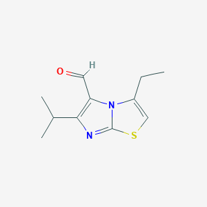 molecular formula C11H14N2OS B13270610 3-Ethyl-6-(propan-2-yl)imidazo[2,1-b][1,3]thiazole-5-carbaldehyde 