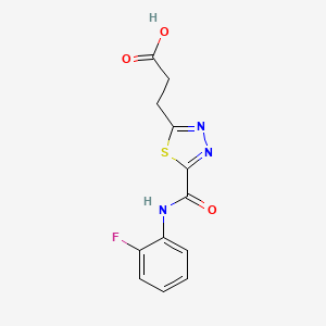 molecular formula C12H10FN3O3S B1327071 3-(5-{[(2-氟苯基)氨基]羰基}-1,3,4-噻二唑-2-基)丙酸 CAS No. 1142202-72-9