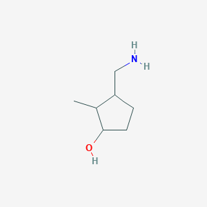 molecular formula C7H15NO B13270732 3-(Aminomethyl)-2-methylcyclopentan-1-ol 