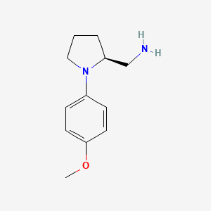 molecular formula C12H18N2O B13270753 1-[(2S)-1-(4-Methoxyphenyl)-2-pyrrolidinyl]methanamine 