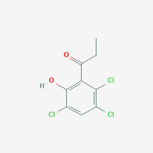 molecular formula C9H7Cl3O2 B13270765 1-(2,3,5-Trichloro-6-hydroxyphenyl)propan-1-one 