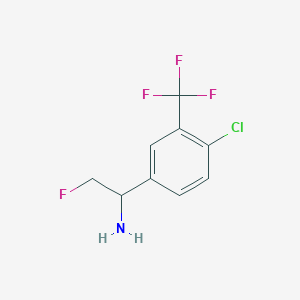 molecular formula C9H8ClF4N B13270784 1-[4-Chloro-3-(trifluoromethyl)phenyl]-2-fluoroethan-1-amine CAS No. 1822779-46-3