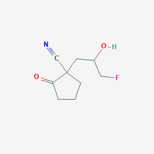 molecular formula C9H12FNO2 B13270823 1-(3-Fluoro-2-hydroxypropyl)-2-oxocyclopentane-1-carbonitrile 