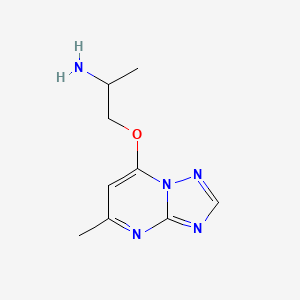 molecular formula C9H13N5O B13270830 1-({5-Methyl-[1,2,4]triazolo[1,5-a]pyrimidin-7-yl}oxy)propan-2-amine 