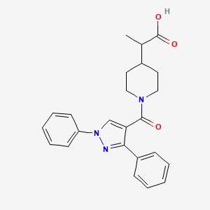 molecular formula C24H25N3O3 B1327087 2-{1-[(1,3-二苯基-1H-吡唑-4-基)羰基]-哌啶-4-基}丙酸 CAS No. 1172525-00-6