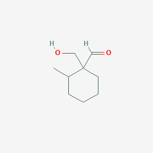 molecular formula C9H16O2 B13270990 1-(Hydroxymethyl)-2-methylcyclohexane-1-carbaldehyde 