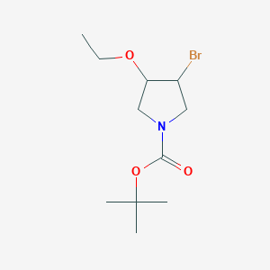 molecular formula C11H20BrNO3 B13271015 tert-Butyl 3-bromo-4-ethoxypyrrolidine-1-carboxylate 