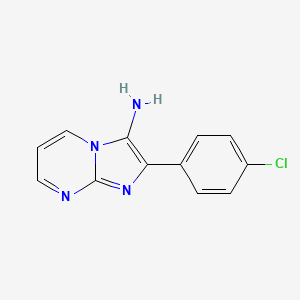 molecular formula C12H9ClN4 B13271112 2-(4-Chlorophenyl)imidazo[1,2-a]pyrimidin-3-amine 