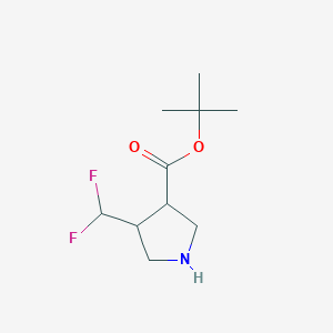 molecular formula C10H17F2NO2 B13271144 Tert-butyl 4-(difluoromethyl)pyrrolidine-3-carboxylate 