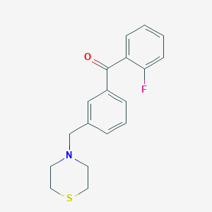 molecular formula C18H18FNOS B1327179 2-氟-3'-硫代吗啉甲基苯甲酮 CAS No. 898763-40-1