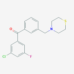 molecular formula C18H17ClFNOS B1327183 3-氯-5-氟-3'-硫代吗啉甲基苯甲酮 CAS No. 898763-58-1