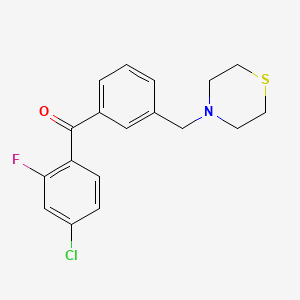 molecular formula C18H17ClFNOS B1327184 4-氯-2-氟-3'-硫代吗啉甲基二苯甲酮 CAS No. 898763-61-6