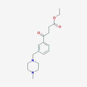 molecular formula C18H26N2O3 B1327206 4-[3-(4-甲基哌嗪甲基)苯基]-4-氧代丁酸乙酯 CAS No. 898789-47-4