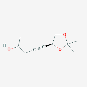 molecular formula C10H16O3 B13272249 5-[(4S)-2,2-dimethyl-1,3-dioxolan-4-yl]pent-4-yn-2-ol 