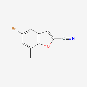 molecular formula C10H6BrNO B13272306 5-Bromo-7-methyl-1-benzofuran-2-carbonitrile 