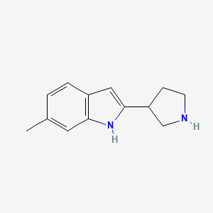 molecular formula C13H16N2 B13272337 6-Methyl-2-(pyrrolidin-3-yl)-1H-indole 