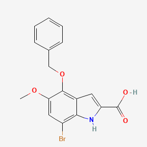 molecular formula C17H14BrNO4 B13272385 4-(Benzyloxy)-7-bromo-5-methoxy-1H-indole-2-carboxylic acid 