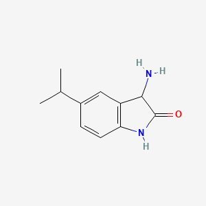 molecular formula C11H14N2O B13272392 3-amino-5-(propan-2-yl)-2,3-dihydro-1H-indol-2-one 