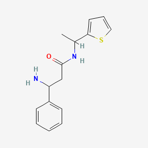 molecular formula C15H18N2OS B13272403 3-Amino-3-phenyl-N-[1-(thiophen-2-YL)ethyl]propanamide 