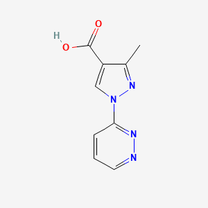 molecular formula C9H8N4O2 B13272425 3-methyl-1-(pyridazin-3-yl)-1H-pyrazole-4-carboxylic acid 