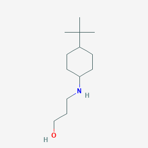 molecular formula C13H27NO B13272434 3-[(4-Tert-butylcyclohexyl)amino]propan-1-ol 