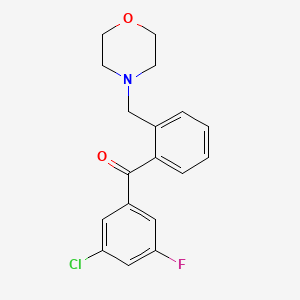 molecular formula C18H17ClFNO2 B1327246 3'-氯-5'-氟-2-吗啉甲基苯甲酮 CAS No. 898750-92-0