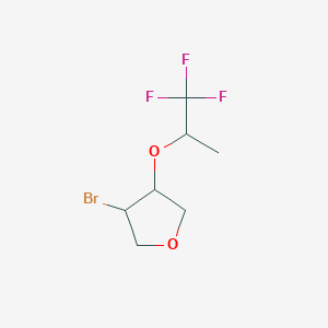 molecular formula C7H10BrF3O2 B13272526 3-Bromo-4-[(1,1,1-trifluoropropan-2-yl)oxy]oxolane 