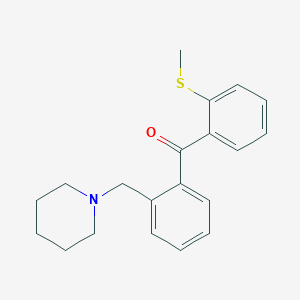 molecular formula C20H23NOS B1327257 2-哌啶甲基-2'-硫代甲基苯甲酮 CAS No. 898752-01-7