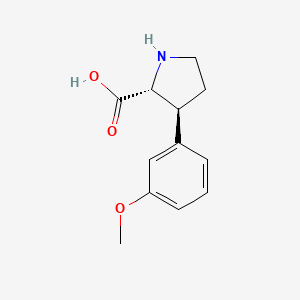 molecular formula C12H15NO3 B13272591 (2r,3s)-3-(3-Methoxyphenyl)pyrrolidine-2-carboxylic acid 