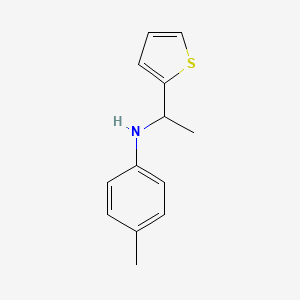 molecular formula C13H15NS B13272622 4-Methyl-N-[1-(thiophen-2-yl)ethyl]aniline 