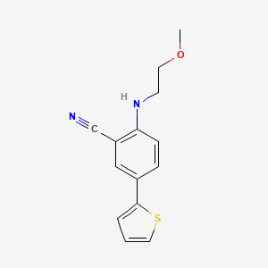 2-[(2-Methoxyethyl)amino]-5-(thiophen-2-yl)benzonitrile