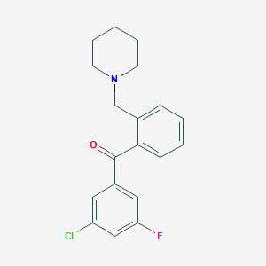 B1327267 3'-Chloro-5'-fluoro-2-piperidinomethyl benzophenone CAS No. 898773-61-0