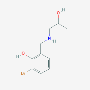 molecular formula C10H14BrNO2 B13272729 2-Bromo-6-{[(2-hydroxypropyl)amino]methyl}phenol 