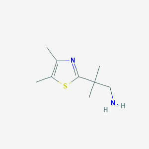 molecular formula C9H16N2S B13272731 2-(Dimethyl-1,3-thiazol-2-yl)-2-methylpropan-1-amine 