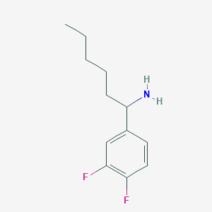 molecular formula C12H17F2N B13272782 1-(3,4-Difluorophenyl)hexan-1-amine 