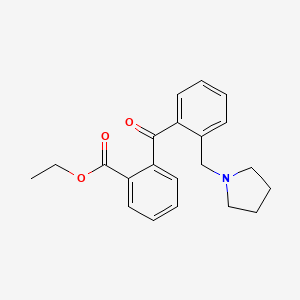 molecular formula C21H23NO3 B1327280 2-羧乙氧基-2'-吡咯烷甲基苯甲酮 CAS No. 898774-29-3