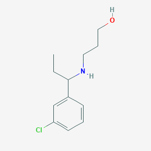 molecular formula C12H18ClNO B13272848 3-{[1-(3-Chlorophenyl)propyl]amino}propan-1-ol 