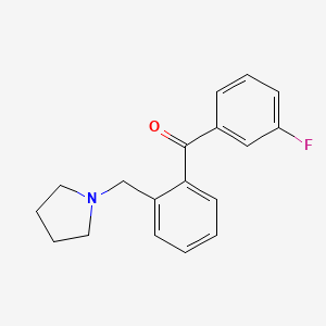molecular formula C18H18FNO B1327285 3'-氟-2-吡咯烷甲基二苯甲酮 CAS No. 898774-53-3