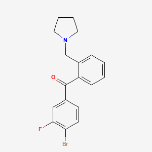 B1327287 4'-Bromo-3'-fluoro-2-pyrrolidinomethyl benzophenone CAS No. 898774-69-1
