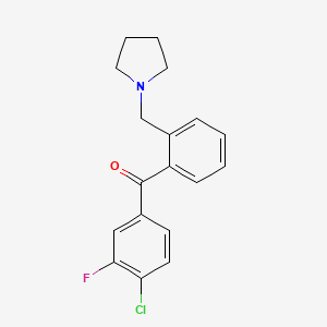 molecular formula C18H17ClFNO B1327288 4'-氯-3'-氟-2-吡咯烷甲基二苯甲酮 CAS No. 898774-71-5