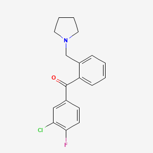 B1327289 3'-Chloro-4'-fluoro-2-pyrrolidinomethyl benzophenone CAS No. 898774-73-7