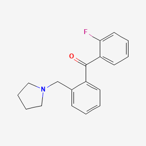 B1327290 2-Fluoro-2'-pyrrolidinomethyl benzophenone CAS No. 898774-77-1