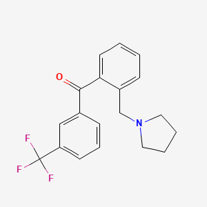 molecular formula C19H18F3NO B1327292 2-吡咯烷甲基-3'-三氟甲基苯甲酮 CAS No. 898774-81-7