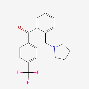 molecular formula C19H18F3NO B1327293 2-Pyrrolidinomethyl-4'-trifluoromethylbenzophenone CAS No. 898774-83-9