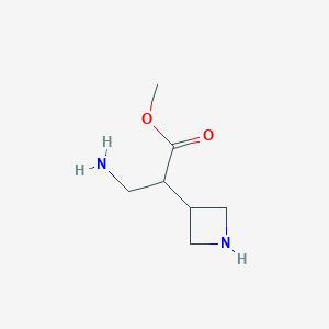 molecular formula C7H14N2O2 B13272938 Methyl 3-amino-2-(azetidin-3-yl)propanoate 