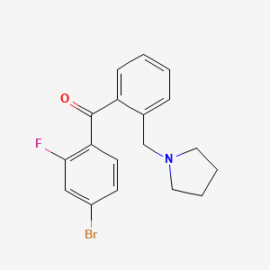 molecular formula C18H17BrFNO B1327294 4-Bromo-2-fluoro-2'-pyrrolidinomethyl benzophenone CAS No. 898774-85-1