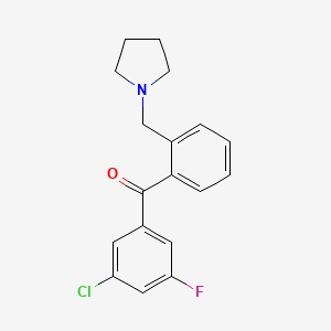 molecular formula C18H17ClFNO B1327296 3-Chloro-5-fluoro-2'-pyrrolidinomethyl benzophenone CAS No. 898774-89-5