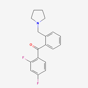 molecular formula C18H17F2NO B1327298 2,4-Difluoro-2'-pyrrolidinomethyl benzophenone CAS No. 898775-03-6