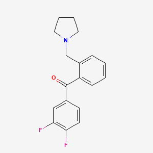 molecular formula C18H17F2NO B1327299 3,4-Difluoro-2'-pyrrolidinomethyl benzophenone CAS No. 898775-06-9