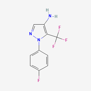 molecular formula C10H7F4N3 B13273039 1-(4-Fluorophenyl)-5-(trifluoromethyl)-1H-pyrazol-4-amine 